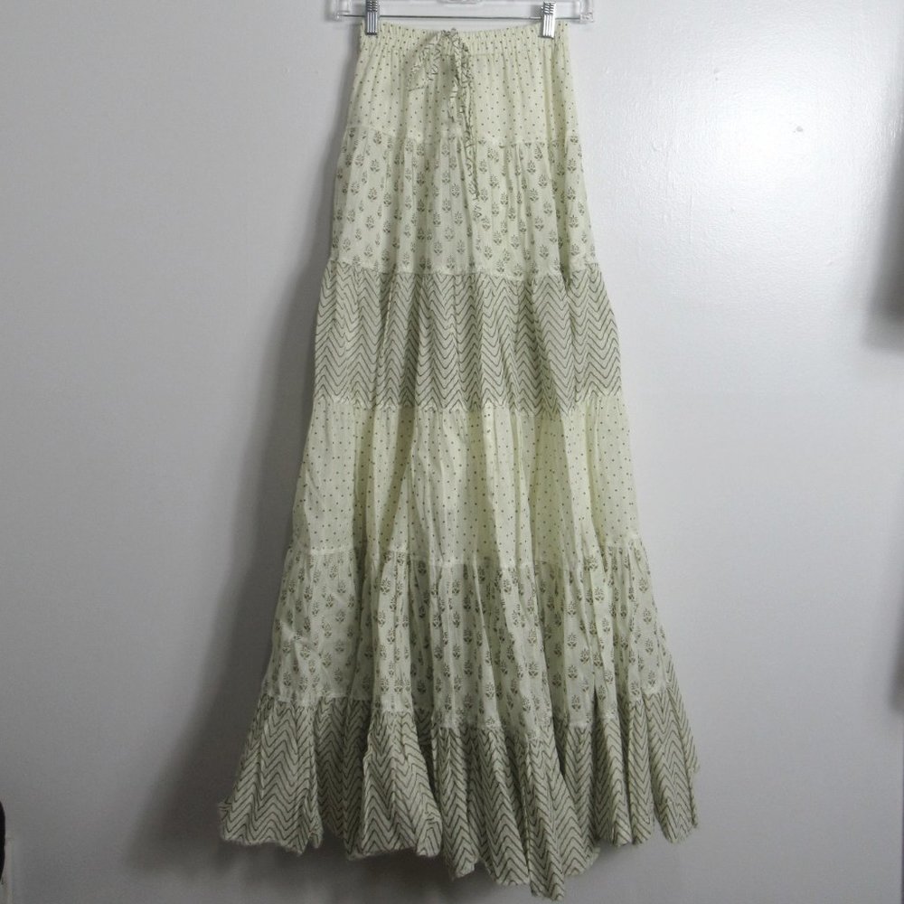 Khushboo Tiered Boho Maxi Skirt Cotton Made in India Small